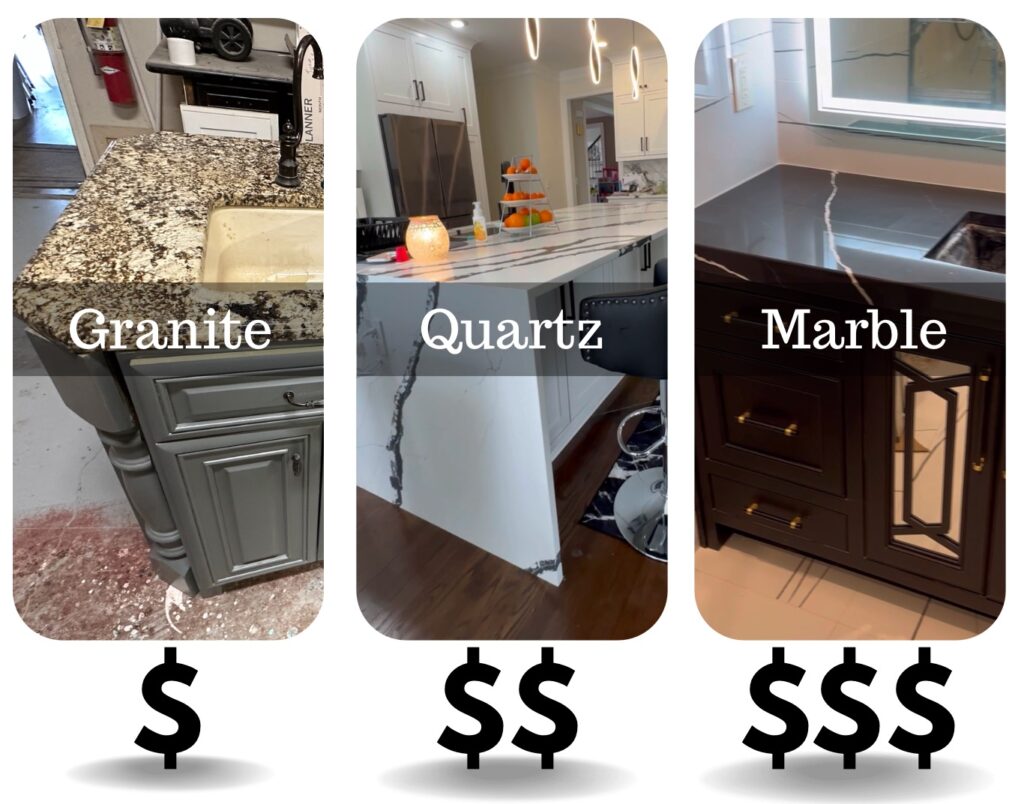 countertop types granite quartz marble